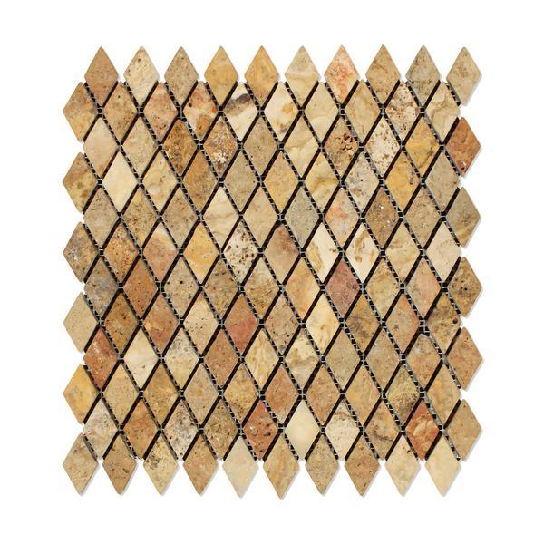 Scabos Travertine 1x2 Diamond Tumbled Mosaic Tile Stone Tilezz 