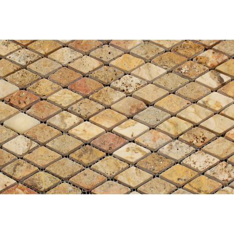 Scabos Travertine 1x2 Diamond Tumbled Mosaic Tile Stone Tilezz 