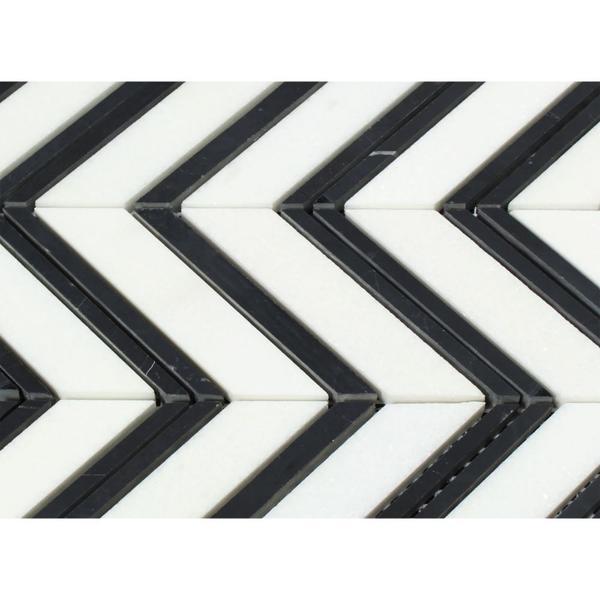 Thassos White & Black Chevron Stone Tilezz 