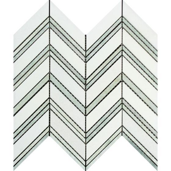 Thassos White & Green Chevron Stone Tilezz 