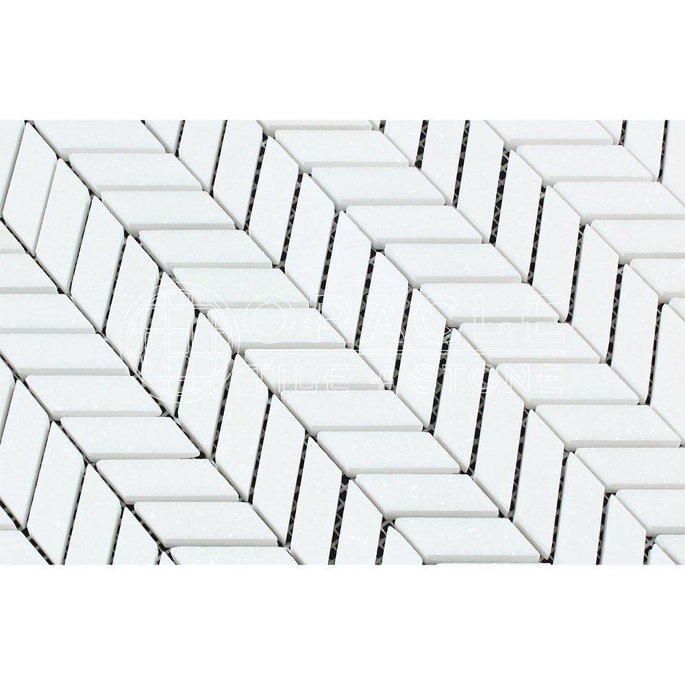 Thassos Mini Chevron Mosaic Polished/Honed Stone Tilezz 