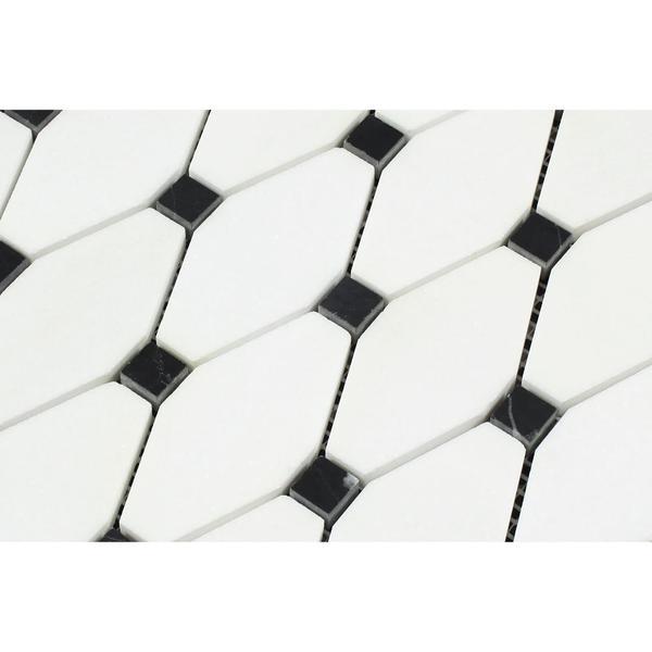 Thassos White & Black Octave Mosaic Stone Tilezz 