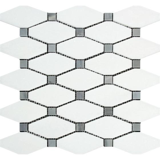 Thassos White & Blue Octave Mosaic Stone Tilezz 