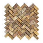 Load image into Gallery viewer, Scabos Travertine 1x2 Tumbled Herringbone Mosaic Stone Tilezz 

