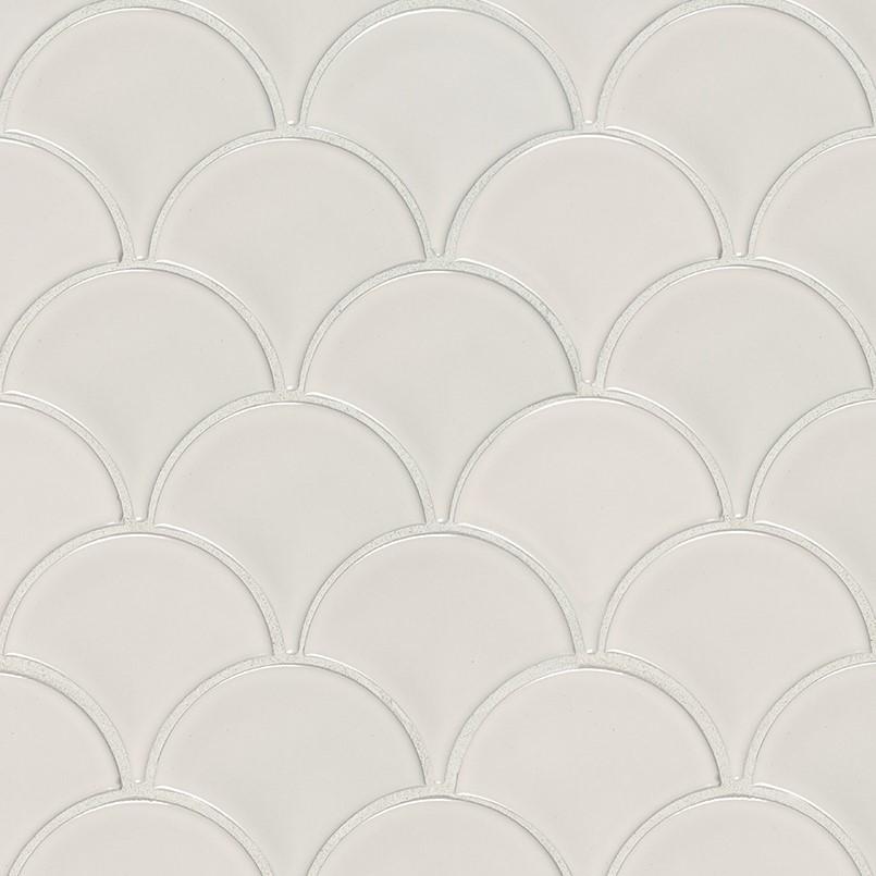 White Scallop Glossy Glazed Porcelain Mosaic Tile Tilezz 