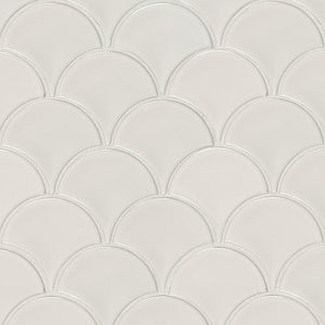 White Scallop Glossy Glazed Porcelain Mosaic Tile Tilezz 