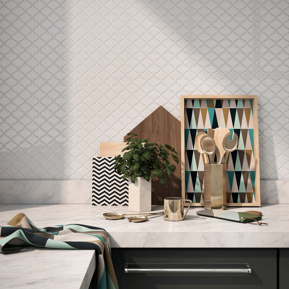 Simple City White Lantern Ceramic Mosaic Tile Tilezz 