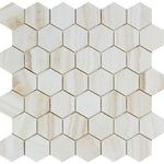 Load image into Gallery viewer, White Onyx Vein Cut 2&quot; Hexagon Polished Mosaic Stone Tilezz 
