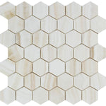 Load image into Gallery viewer, White Onyx Vein Cut 2&quot; Hexagon Polished Mosaic Stone Tilezz 
