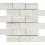 Load image into Gallery viewer, White Onyx Vein Cut 2x4 Brick Mosaic Tile Polished Stone Tilezz 
