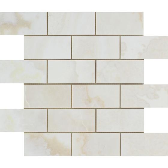 White Onyx Cross Cut 2x4 Brick Mosaic Tile Polished Stone Tilezz 