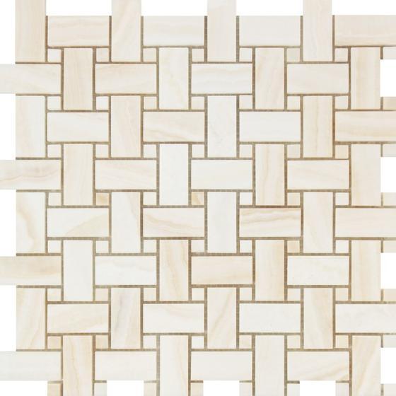 White Onyx Vein Cut Basketweave Mosaic Tile Polished Stone Tilezz 