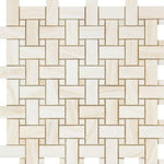 Load image into Gallery viewer, White Onyx Vein Cut Basketweave Mosaic Tile Polished Stone Tilezz 
