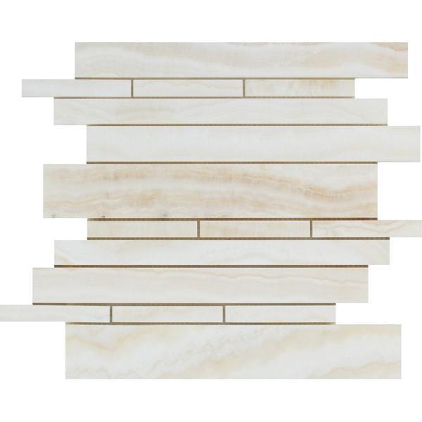 White Onyx Vein Cut Random Strip Polished Mosaic Stone Tilezz 